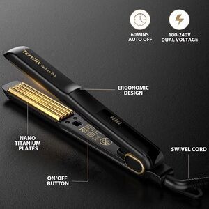 Terviiix 24K Titanium Hair Crimper – 1” Root Volumizing Crimping Iron
